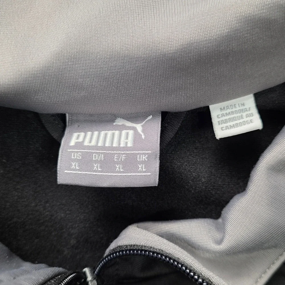 Puma Mens XL Track Jacket Black Grey Yellow Colorblock Full Zip Athletic Coat
